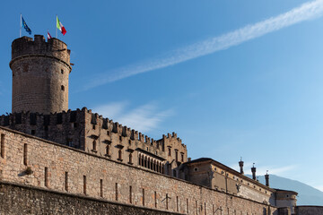 Foreshortening of Trento town in a winter day