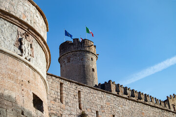 Foreshortening of Trento town in a winter day