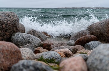 Ocean waves crashing over rocks