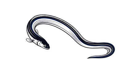 Obraz premium Illustration of a long, slender eel with stripes, swimming in a curved motion