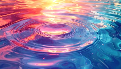 Abstract ripples of red, blue, and purple light create a mesmerizing and fluid water pattern