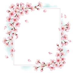 Fototapeta premium Elegant blossom border frame perfect for springtime cards and invitations