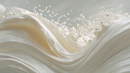 Cream waves splash in a soft swirl under bright light at a studio setting in a creative space