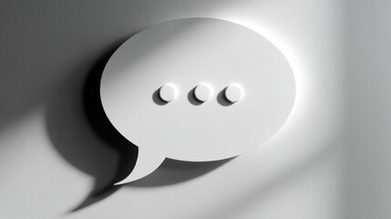 Three dots in a speech bubble shape against a light background on a wall
