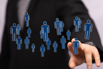 Abstract image representing a network of people and concepts like teamwork, recruiting, or social...