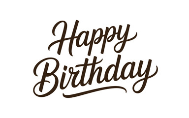 Elegant handwritten calligraphy script displaying the words happy birthday