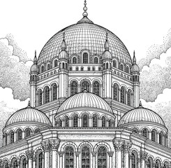 Fototapeta premium detailed illustration of a large domed building
