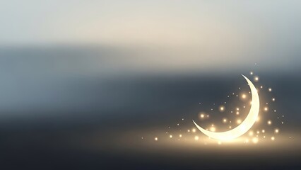 Serene crescent moon in twilight sky