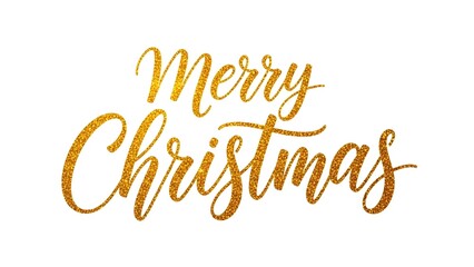 Merry christmas golden glitter text on white background