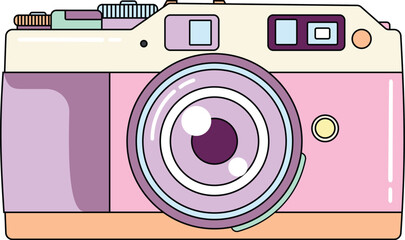 Cute Pastel Pink and Purple Retro Camera