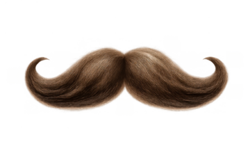 Brown handlebar mustache creating a vintage look, representing classic men's grooming, barbershop style, and retro fashion trends