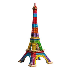Colorful Eiffel Tower Model Made of Geometric Blocks