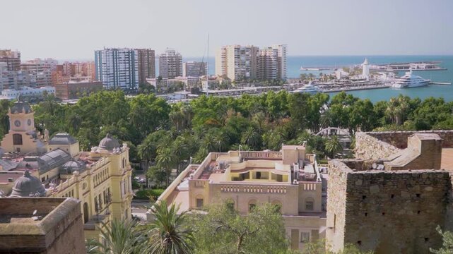 Wide view of city park in Spain