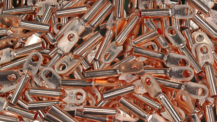 Copper Cable Lugs as an Industrial Metallic Background