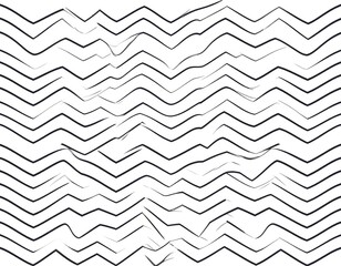 Black squiggly lines create a chaotic, abstract pattern. Irregular waves fill white canvas