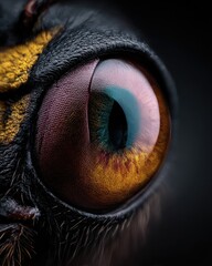 Extreme macro shot of exotic insect eye nature photography gigapixel detail dark environment close-up perspective