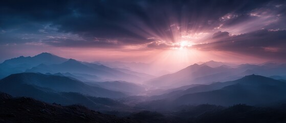 Twilight mountain landscape dreamlike surreal scene nature photography serene environment majestic viewpoint