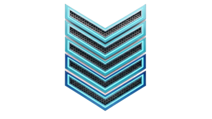 Futuristic Chevron Rank Insignia with Hexagonal Grid