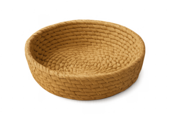 Woven rope basket for rustic home storage with transparent background