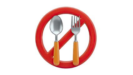 No Food Allowed Symbol with Spoon and Fork