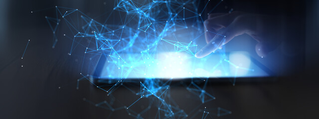 Telecommunication Networks and Artificial Intelligence Connections as Template for Text or Logo.