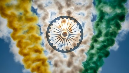 India republic day celebrations with national flag and ashoka chakra emblem