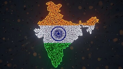 India republic day celebrations with tricolor map and flag emblem
