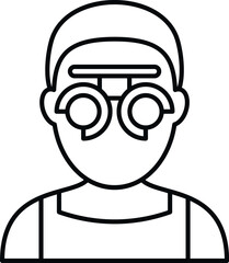 Person wearing a diagnostic vision test device for ophthalmology check