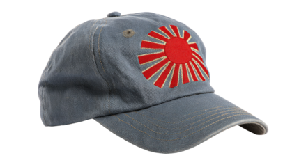 Denim Baseball Cap with Rising Sun Design