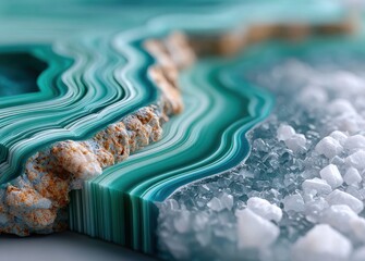 a close-up of the surface texture of an emerald green agate, with visible veins and waves that give it depth and dimension