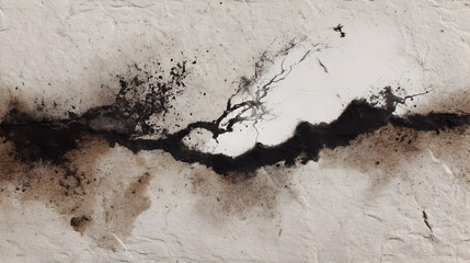 Abstract ink blot on textured surface