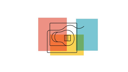 Abstract geometric shapes in vibrant colors forming a dynamic composition viewed from a straightforward perspective