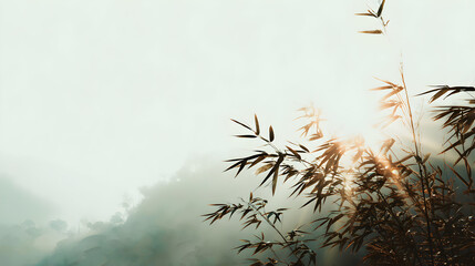 Sunrise over bamboo forest