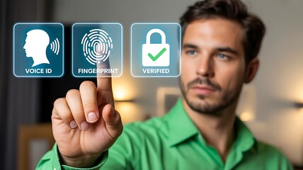 Biometric voice identification and secure authentication technology concept
