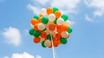 India republic day celebrations with tricolor balloons in sky
