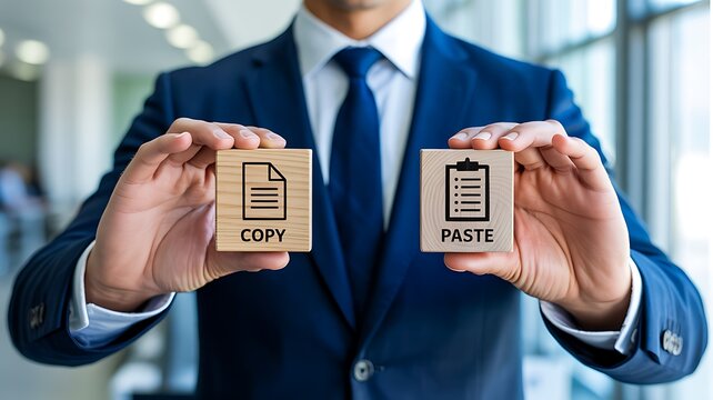 Copy and paste data management business concept

