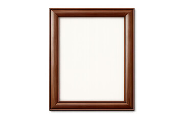 Empty wooden picture frame template with blank white space, transparent background for content display