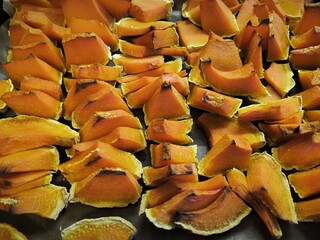 pumpkin pieces baked in the oven