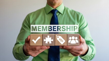 Membership management concept with benefits and approval system
