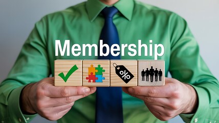 Membership management concept with benefits and approval system
