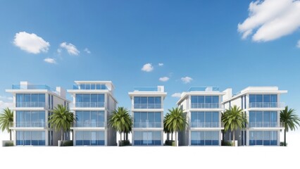 Modern office buildings with palm trees