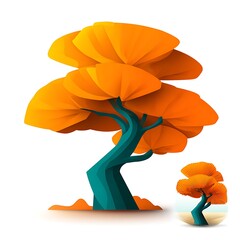 Stylized Orange Tree with Abstract Foliage and a Smaller Inset image photo