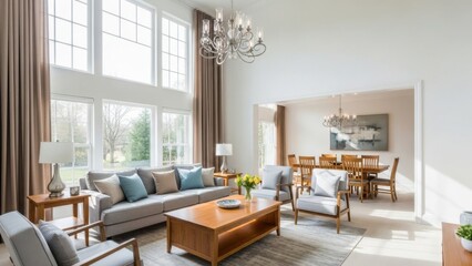 Fototapeta premium Modern living room with open floor plan