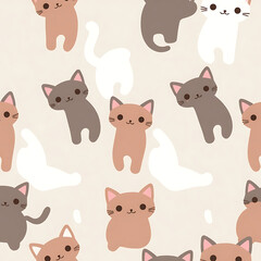 Obraz premium An Adorable And Seamless Pattern Featuring Many Cute Cats In Various Soft Pastel Colors.