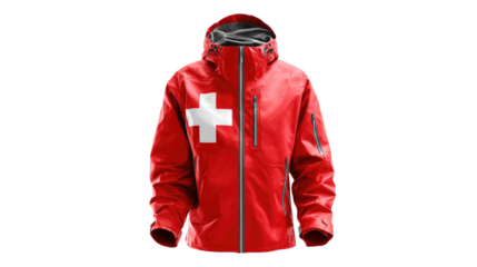 Red Swiss Flag Jacket Isolated