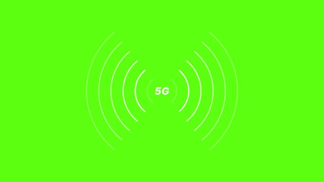 5G Wireless Network Signal Animation Green Screen Technology Waves 4K