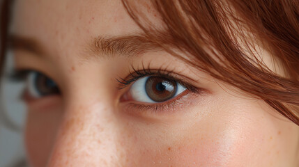 マツエクやアイメイクのイメージ　白人女性のブルーの瞳のクローズアップ写真