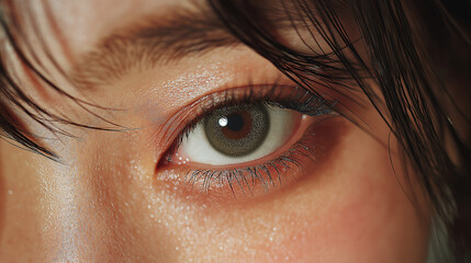 マツエクやアイメイクのイメージ　白人女性のブルーの瞳のクローズアップ写真