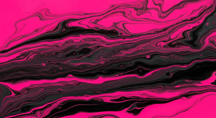 Abstract pink and black fluid art swirls create a dynamic texture, showcasing vibrant color interplay and organic shapes ideal for design backgrounds