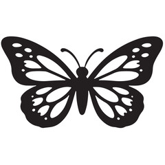 Black and white butterfly vector illustration isolated on white background